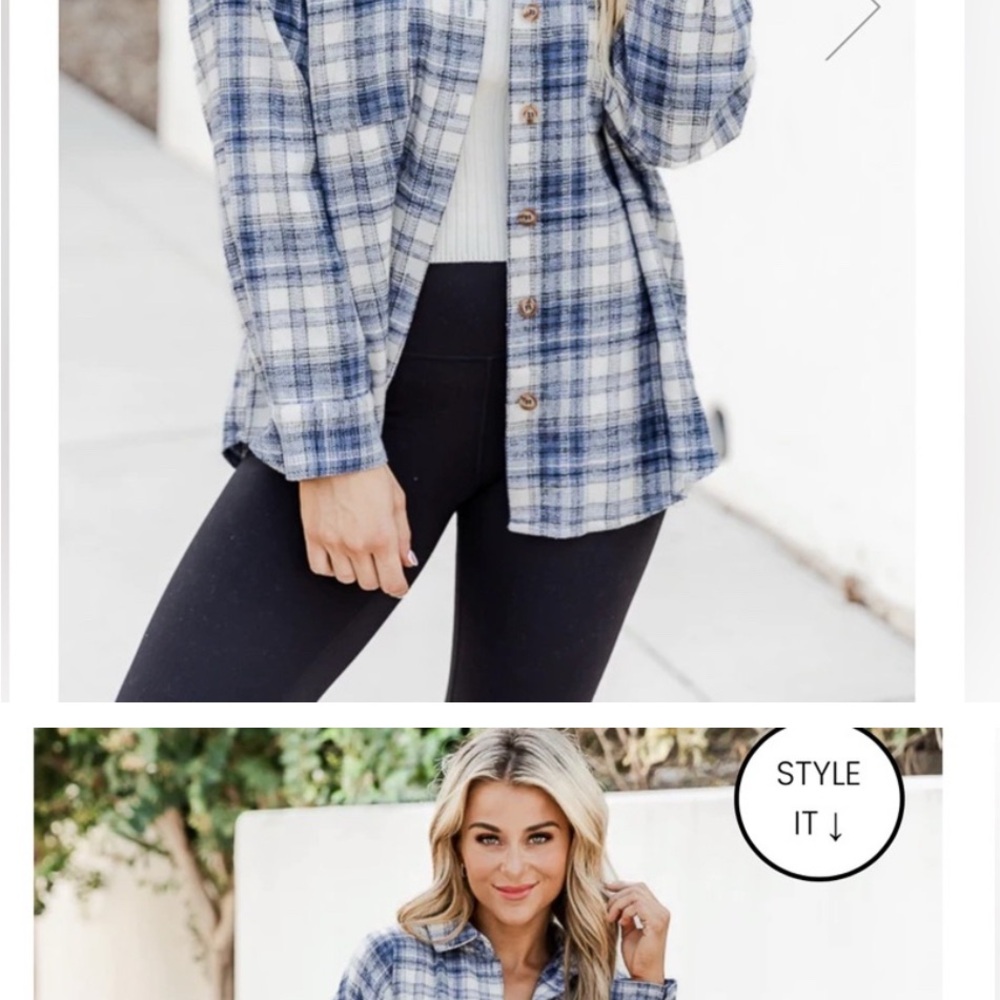 Pink Lily Boxy Blue and White Long Sleeve Shirt